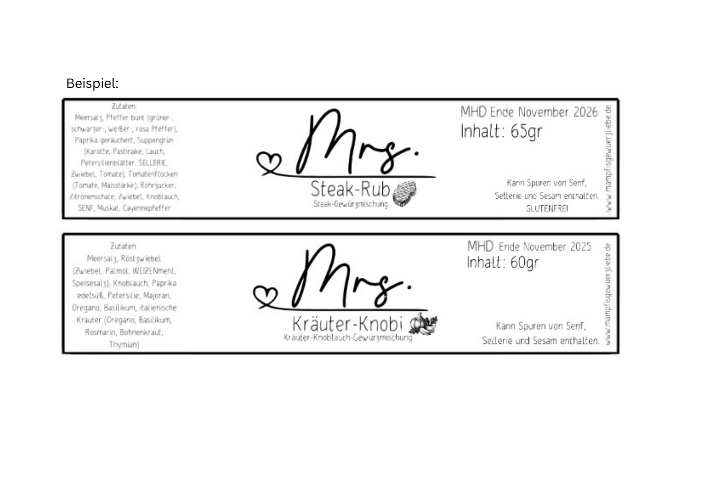 Gewürz mit personalisiertem Label